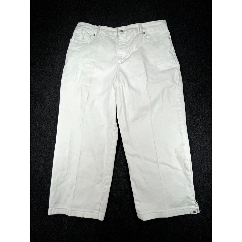 Gloria Vanderbilt Amanda Capri Cropped Jeans Women's 14 White Denim Stretch Wear